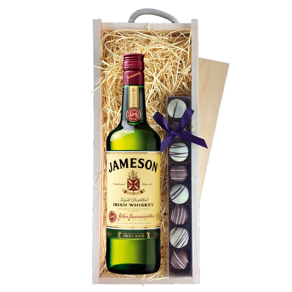 Jameson Irish Whisky & Heart Truffles, Wooden Box